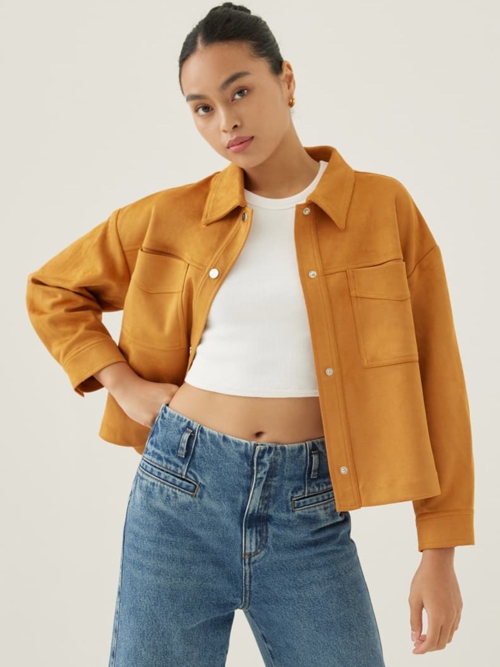 Love Bonito Atheena Relaxed Suede Jacket in Camel - Picture 1 of 5